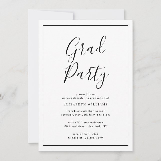 simple modern graduation party invitation (Front)