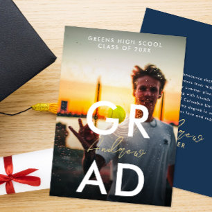Simple Modern Graduation Photo And Bold Typography Announcement
