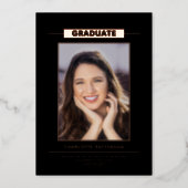 Simple Modern Graduation Photo Rose Gold Script Foil Invitation (Front)