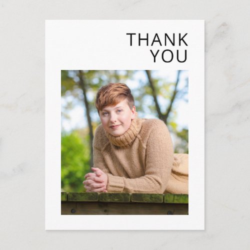 Simple Modern Graduation Photo Thank You  Postcard