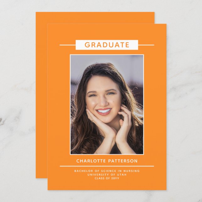 Simple Modern Graduation Script Photo Orange (Front/Back)