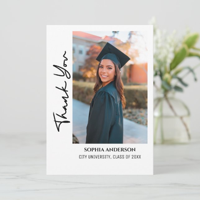 Simple Modern Graduation Thank You Holiday Card (Standing Front)