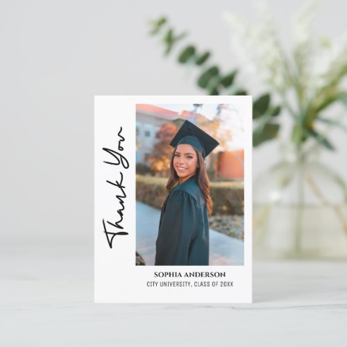 Simple Modern Graduation Thank You Postcard