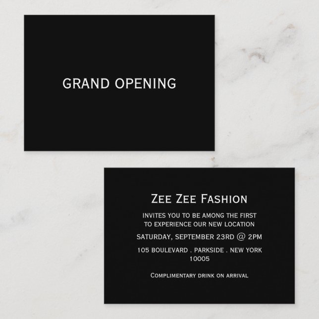 Simple & Modern Grand Opening Ceremony Card (Front/Back)