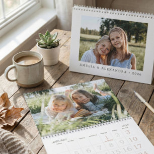 Simple Modern Grandchildren Photo Desk Calendar