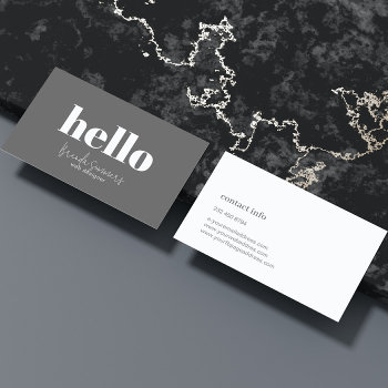 Simple Modern Gray And White Reversible  Business Card by artOnWear at Zazzle