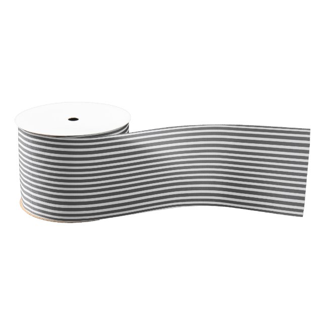 Simple Modern Gray and White Striped Minimalist  Grosgrain Ribbon (Spool)