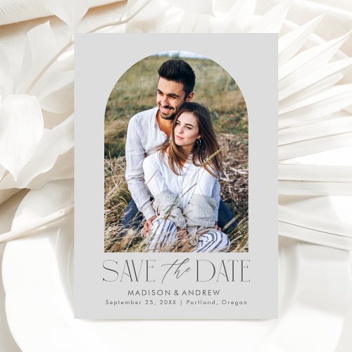 Simple Modern Gray Arch Photo Save The Date