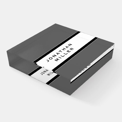 Simple Modern Gray  Black  White Stripe Paperweight