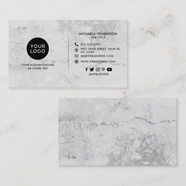 Simple Modern Gray Concrete/Cement Business Card (Front/Back)