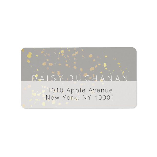 Simple Modern Gray Gold Glitter Address Label (Front)