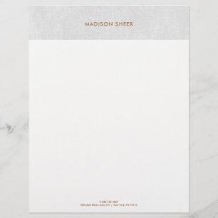 Simple Modern Gray Linen, Minimalist Professional Letterhead