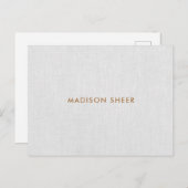 Simple Modern Gray Linen, Minimalist Professional Postcard (Front/Back)