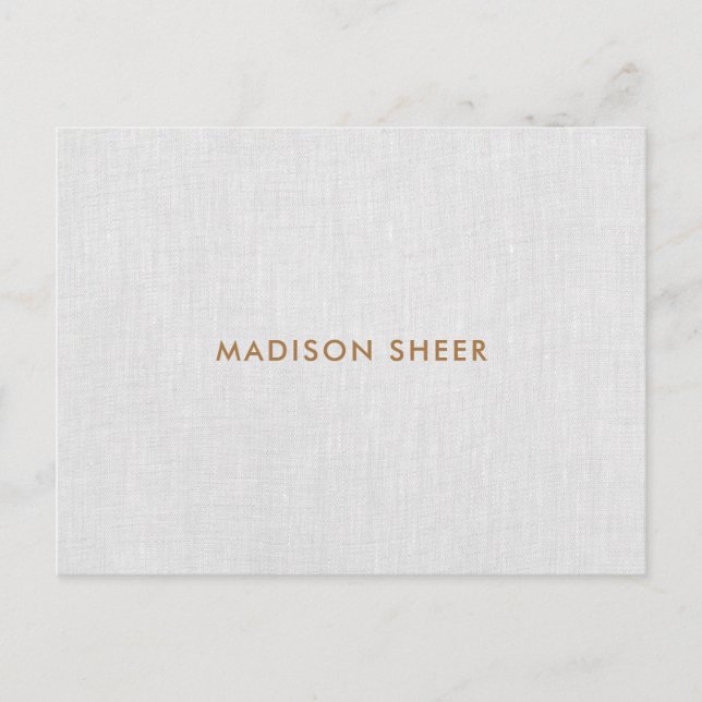 Simple Modern Gray Linen, Minimalist Professional Postcard (Front)