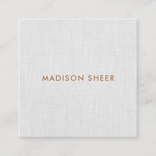 Simple Modern Gray Linen Minimalist Professional Square Business Card