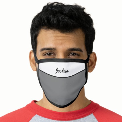 Simple Modern Gray Name Face Mask