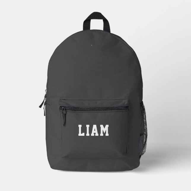 Simple Modern Gray Personalized Printed Backpack (Front)