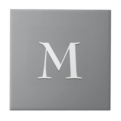 Simple Modern Gray White Monogram Ceramic Tile
