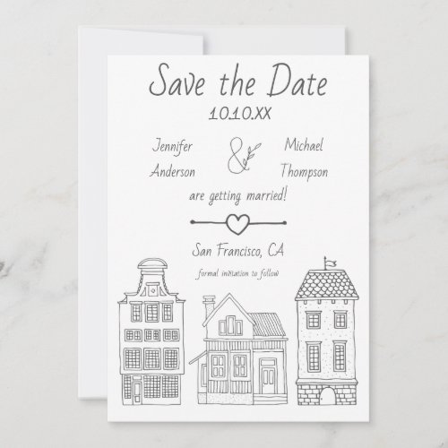 Simple Modern Gray White Vintage Home Save The Date