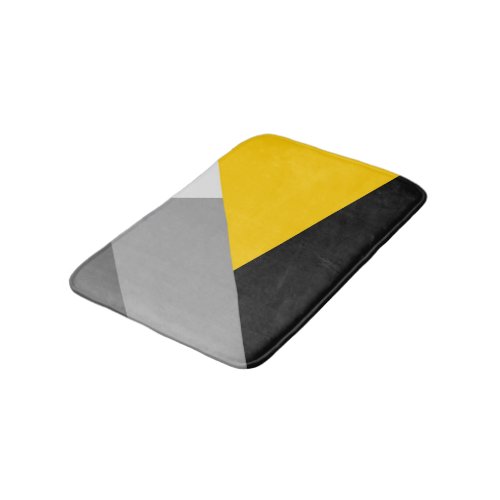 Simple Modern Gray Yellow and Black Geo Bathroom Mat