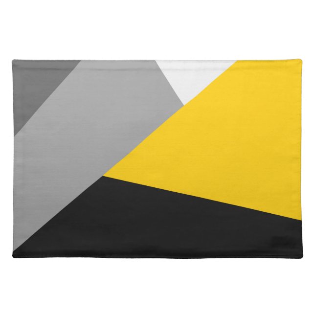 Simple Modern Gray Yellow and Black Geo Placemat (Front)
