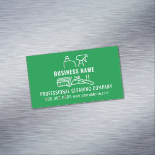 Simple Modern Green Cleaning Company Business Card Magnet