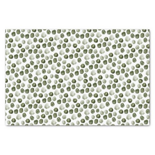 Simple Modern Green Dots Watercolor Christmas Tissue Paper