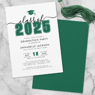 Simple Modern Green Graduation Party Invitation