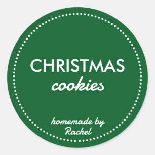 Simple Modern Green Homemade Christmas Cookies Classic Round Sticker