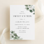 Simple Modern Green Leaf Sweet 16 Birthday Invitation<br><div class="desc">Simple Modern Green Leaf Sweet 16 Birthday Invitation

See matching collection in our Niche and Nest Store</div>