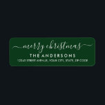 Simple Modern Green Merry Christmas Script Holiday Label<br><div class="desc">Simple Modern Green Merry Christmas Script Holiday Return Address Label</div>