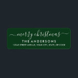 Simple Modern Green Merry Christmas Script Holiday Label<br><div class="desc">Simple Modern Green Merry Christmas Script Holiday Return Address Label</div>