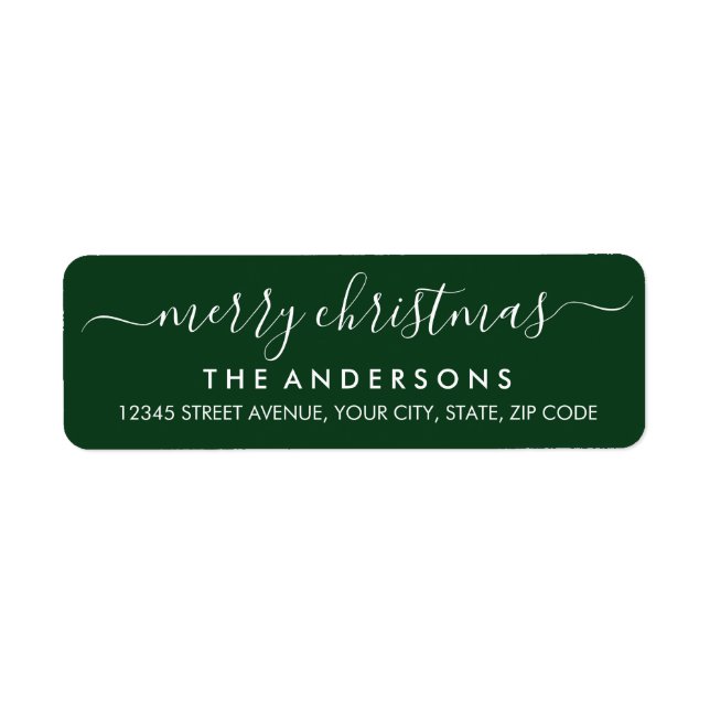 Simple Modern Green Merry Christmas Script Holiday Label (Front)