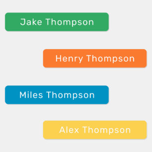 Simple Modern Green Orange Blue Name Kids' Labels