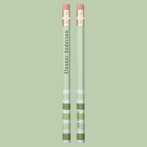 Simple Modern Green Pastel Stripes Custom Kids  Pencil