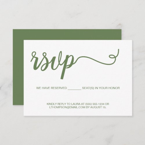Simple Modern green Script RSVP without mailing