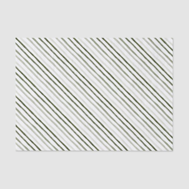 Simple Modern Green Stripe Christmas Tissue Paper (Front)