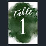 Simple Modern Green Watercolor Table Number<br><div class="desc">These Simple Modern Green Watercolor Table Number cards will make the perfect addition to your event tables. The watercolor gives a pop of design,  but keeping a modern look. This table number design is perfect for those who love greenery and simple design.</div>