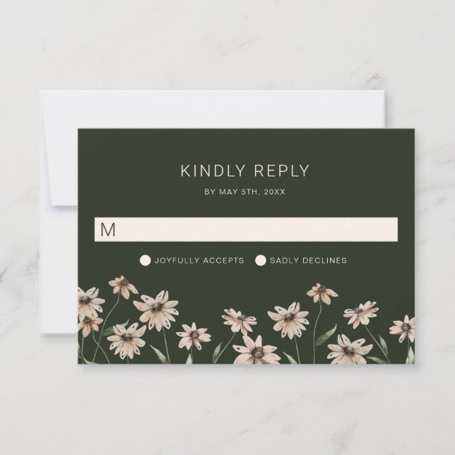 Simple Modern Green Wedding RSVP Card (Front)