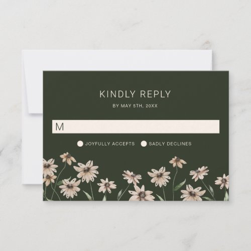 Simple Modern Green Wedding RSVP Card