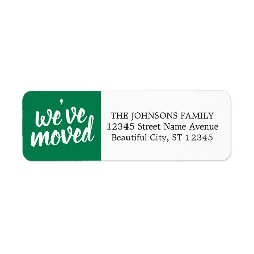 Simple Modern Green Weve Moved Return Address Label