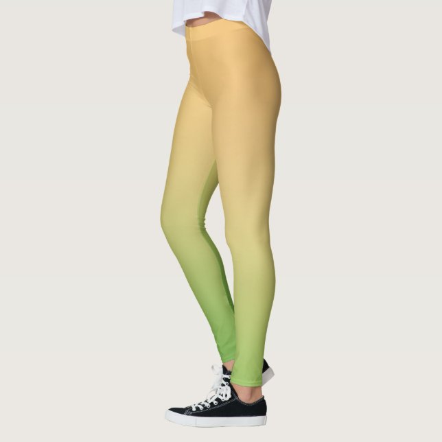Simple Modern Green Yellow orange color Gradient  Leggings (Left)