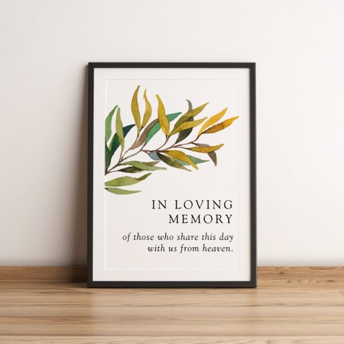 Simple Modern Greenery Wedding In Loving Memory Poster