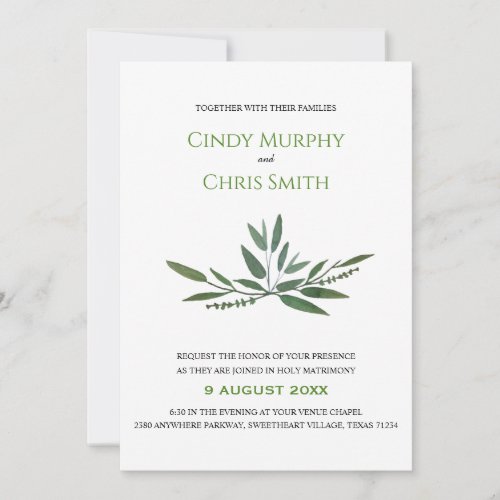 Simple Modern Greenery Wedding Invite