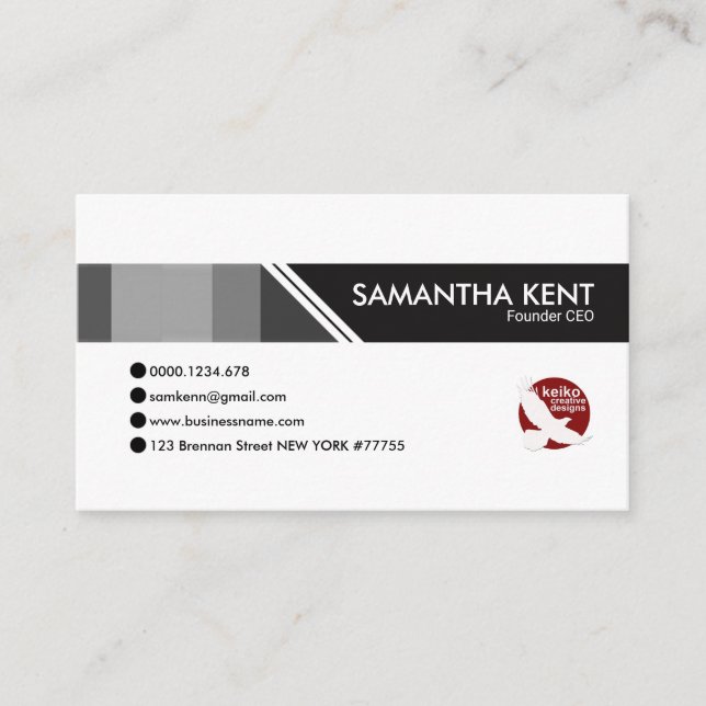 Simple Modern Grey Tab CEO Founder Business Card (Front)
