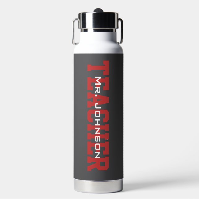 Simple Modern Grey Teacher Water Bottle (Front)