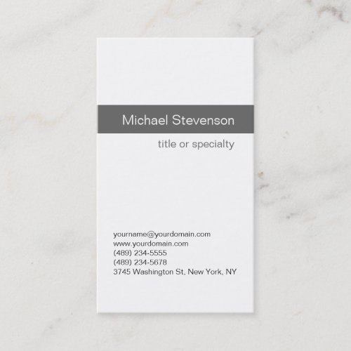 Simple Modern Grey White Consultant Business Card