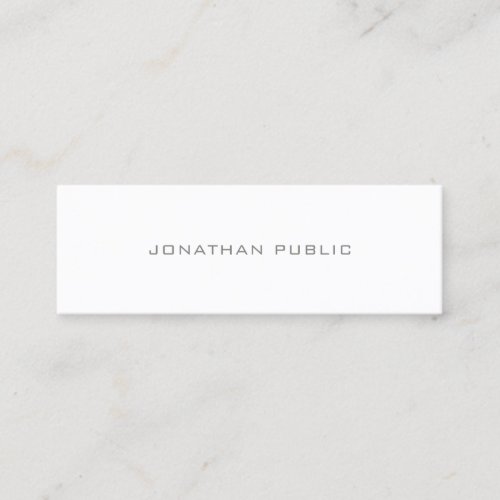 Simple Modern Grey White Minimalist Elegant Plain Mini Business Card