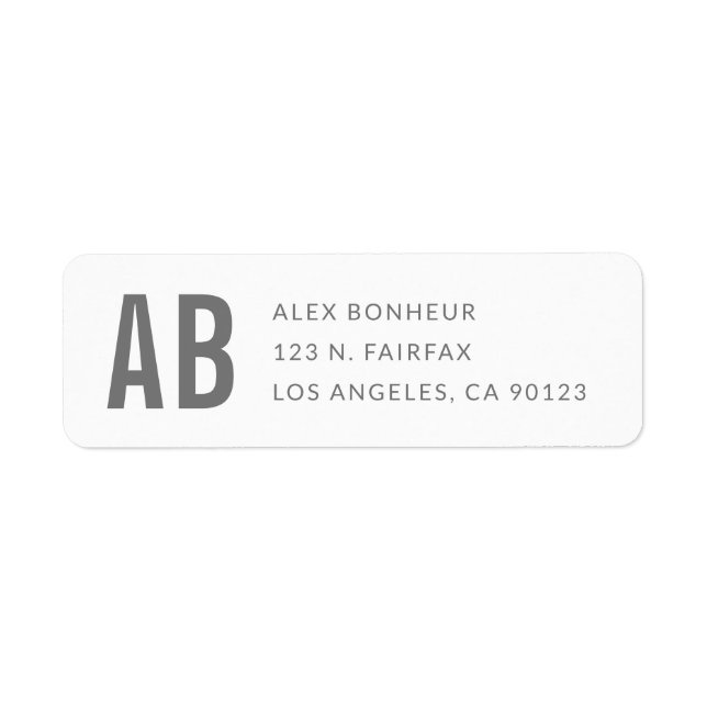 Simple Modern Grey & White Return Address Label (Front)