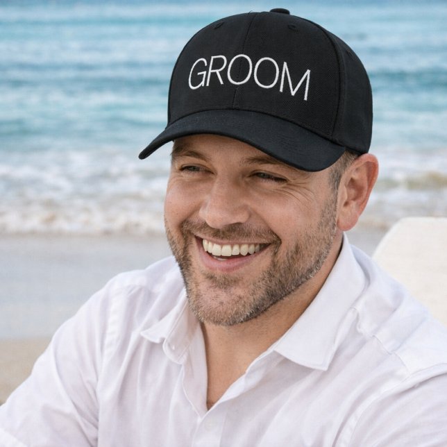 Simple Modern Groom Embroidered Baseball Cap (Honeymoon hat for Groom)